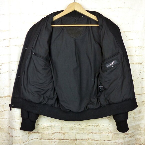 Black Rivet Wool Bomber Jacket Mens M Black Utility Flight Zip Rock Gorpcore - Picture 10 of 11